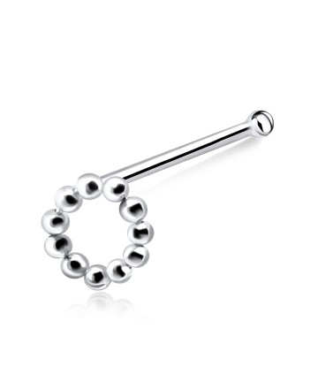 Balls Ring Shaped Silver Bone Nose Stud NSKD-49